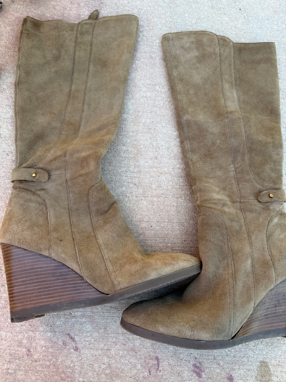 Franco Sarto Tan Suede Wedge Knee-High Boots